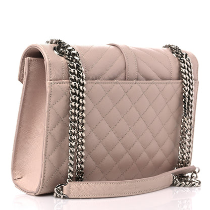 Saint Laurent Grain De Poudre Textured Mixed Matelasse Medium Triquilt Monogram Satchel Marble Pink 3 of 10