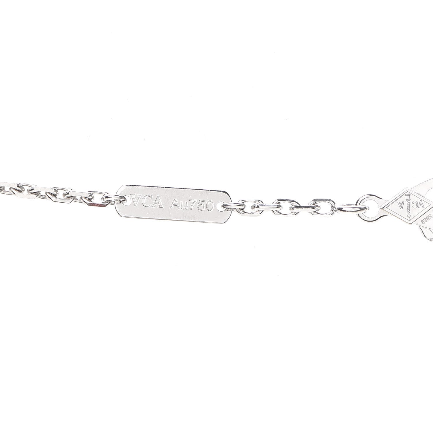 Van Cleef & Arpels 18K White Gold Mother of Pearl Magic Alhambra Pendant Necklace 5 of 6