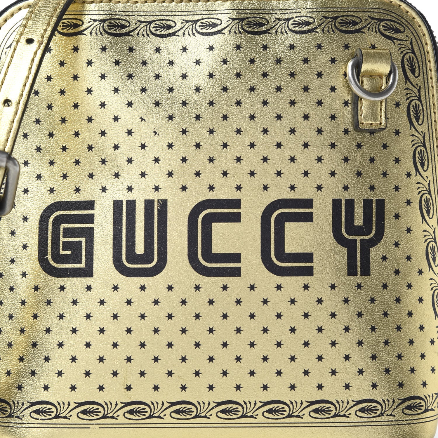 Gucci X SEGA Calfskin GUCCY Stars Mini Dome Shoulder Bag Gold 10 of 10
