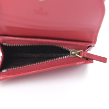 Gucci Calfskin Matelasse GG Marmont Card Case Wallet Hibiscus Red 5 of 8