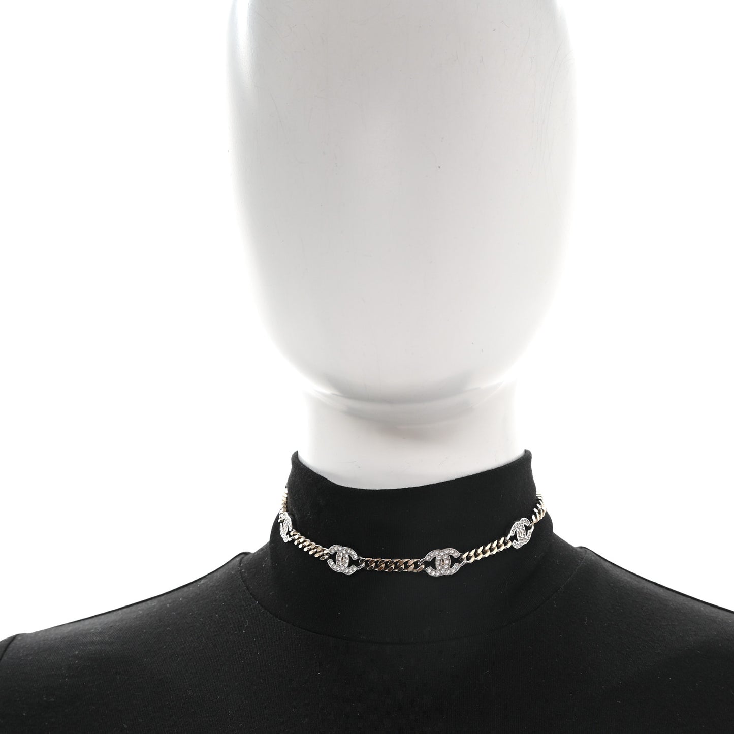 Crystal Chain CC Link Choker Gold Silver