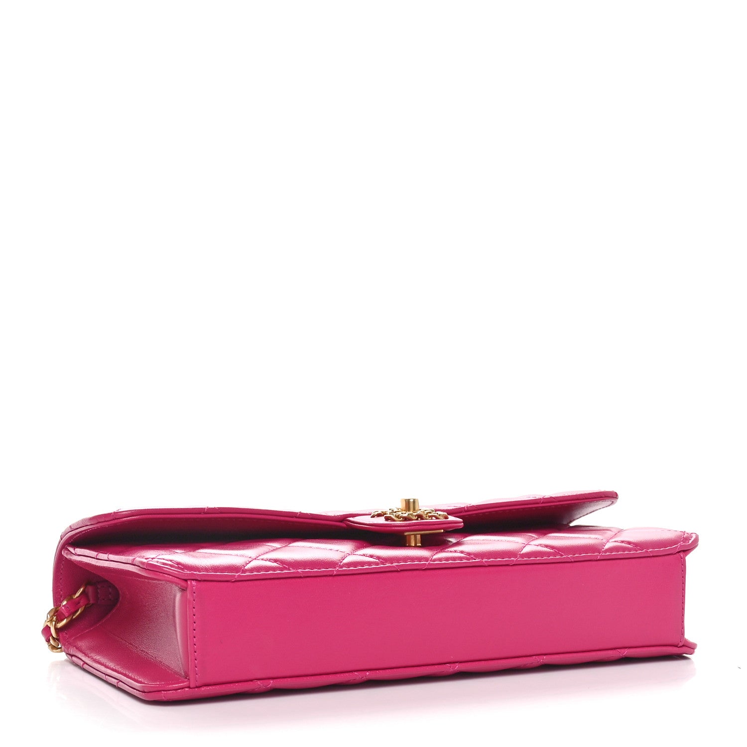 Chanel Shiny Lambskin Quilted Flap Clutch Bag Dark Pink 4 of 11
