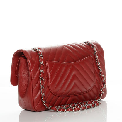 Chanel Caviar Chevron Quilted Medium Double Flap Dark Red 3 of 7