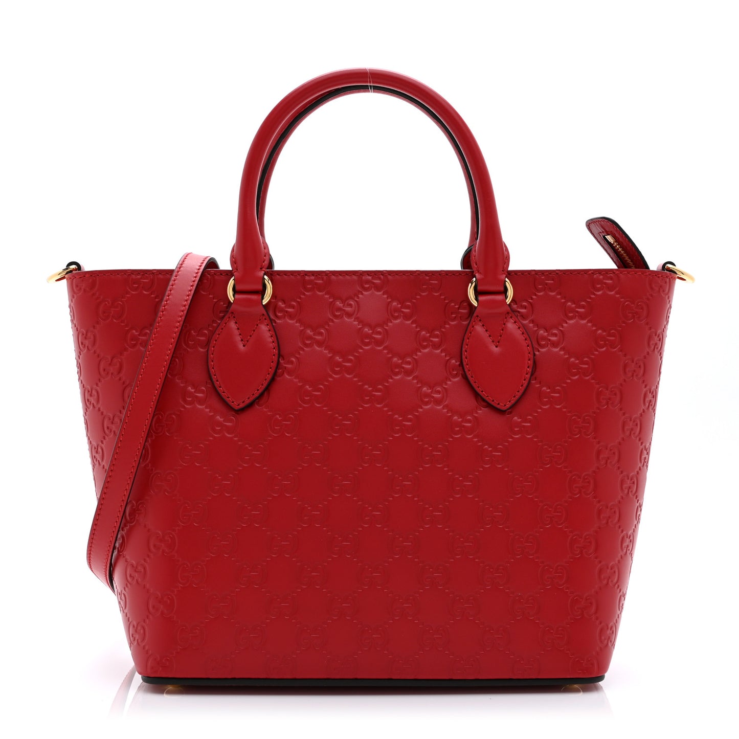 Guccissima Small Zippered Bucket Tote Hibiscus Red