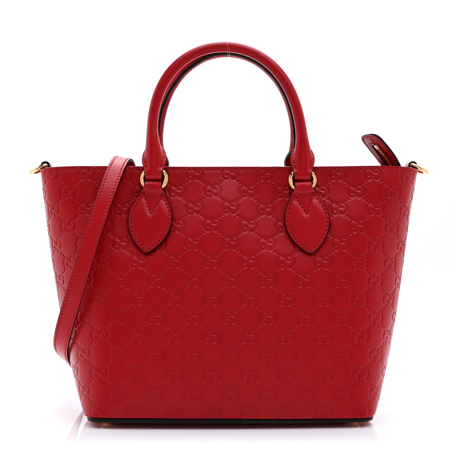 Gucci Guccissima Small Zippered Bucket Tote Hibiscus Red 1 of 11