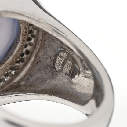 David Yurman Sterling Silver Diamond Chalcedony Signature Oval Ring 52 6 5 of 5