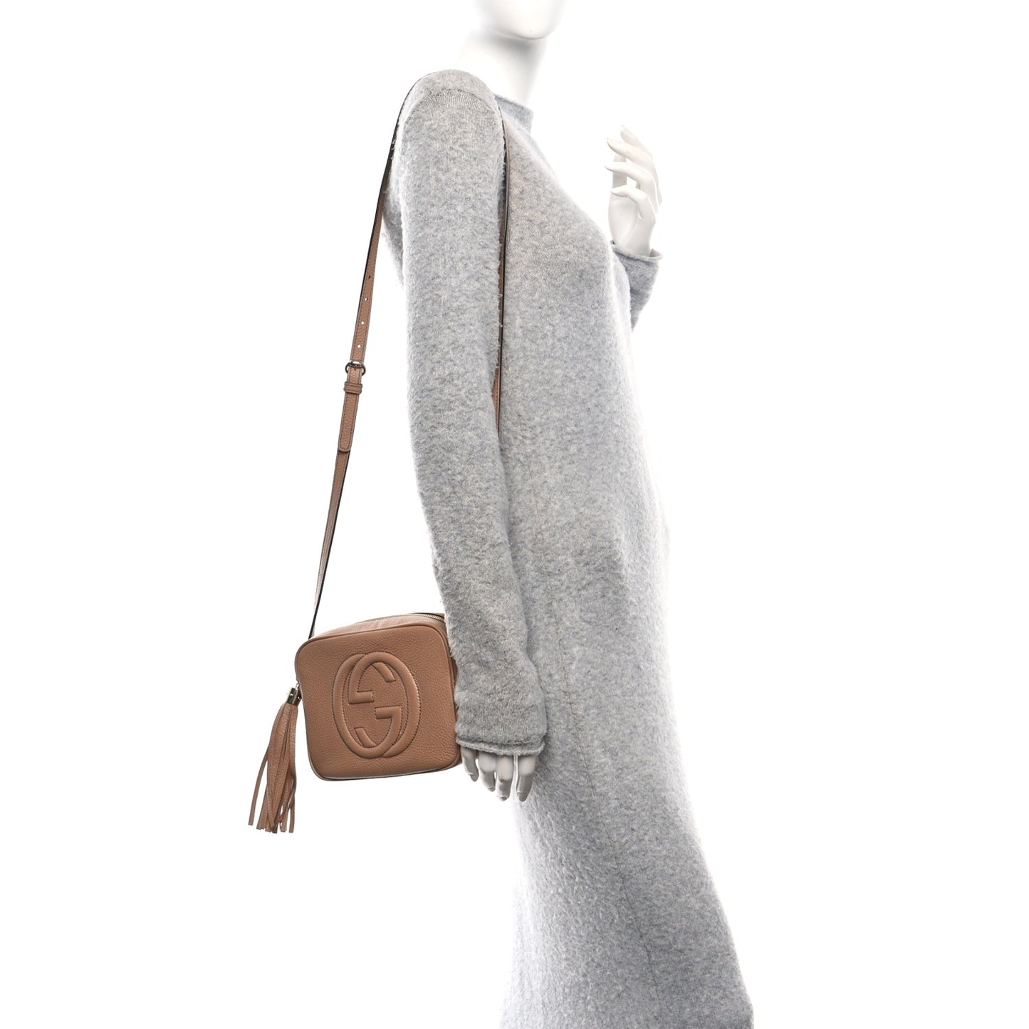 Pebbled Calfskin Small Soho Disco Bag Rose Beige