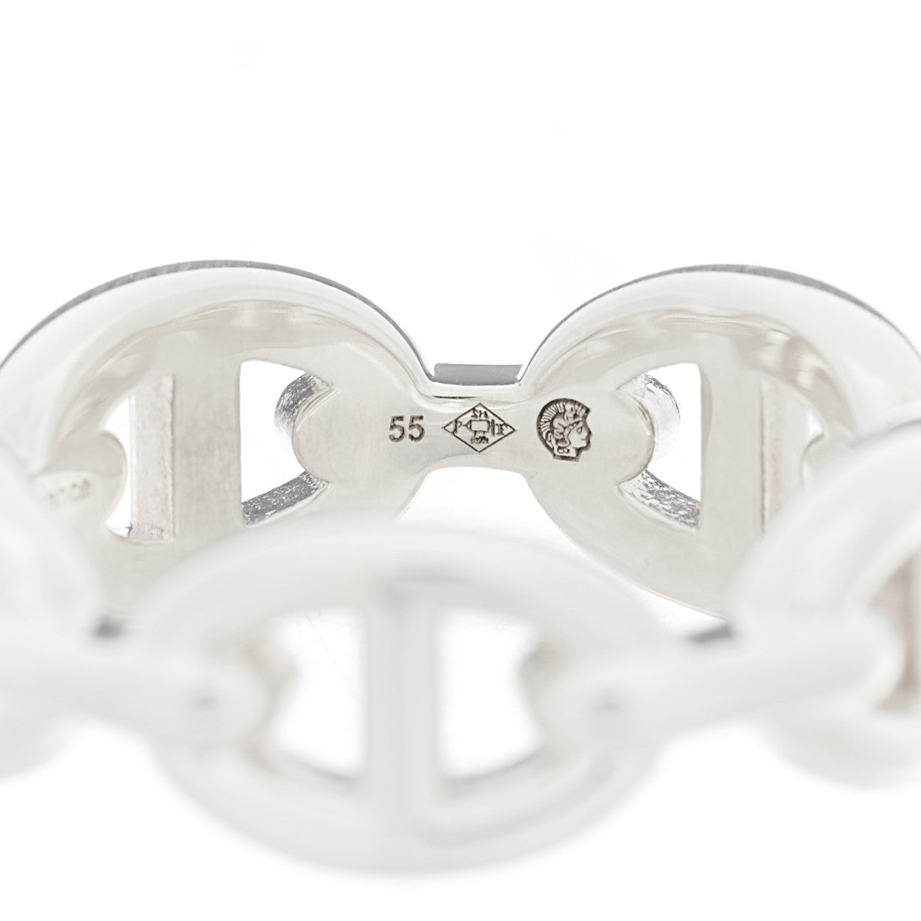 Sterling Silver PM Chaine d'Ancre Enchainee Band Ring 55 7.25