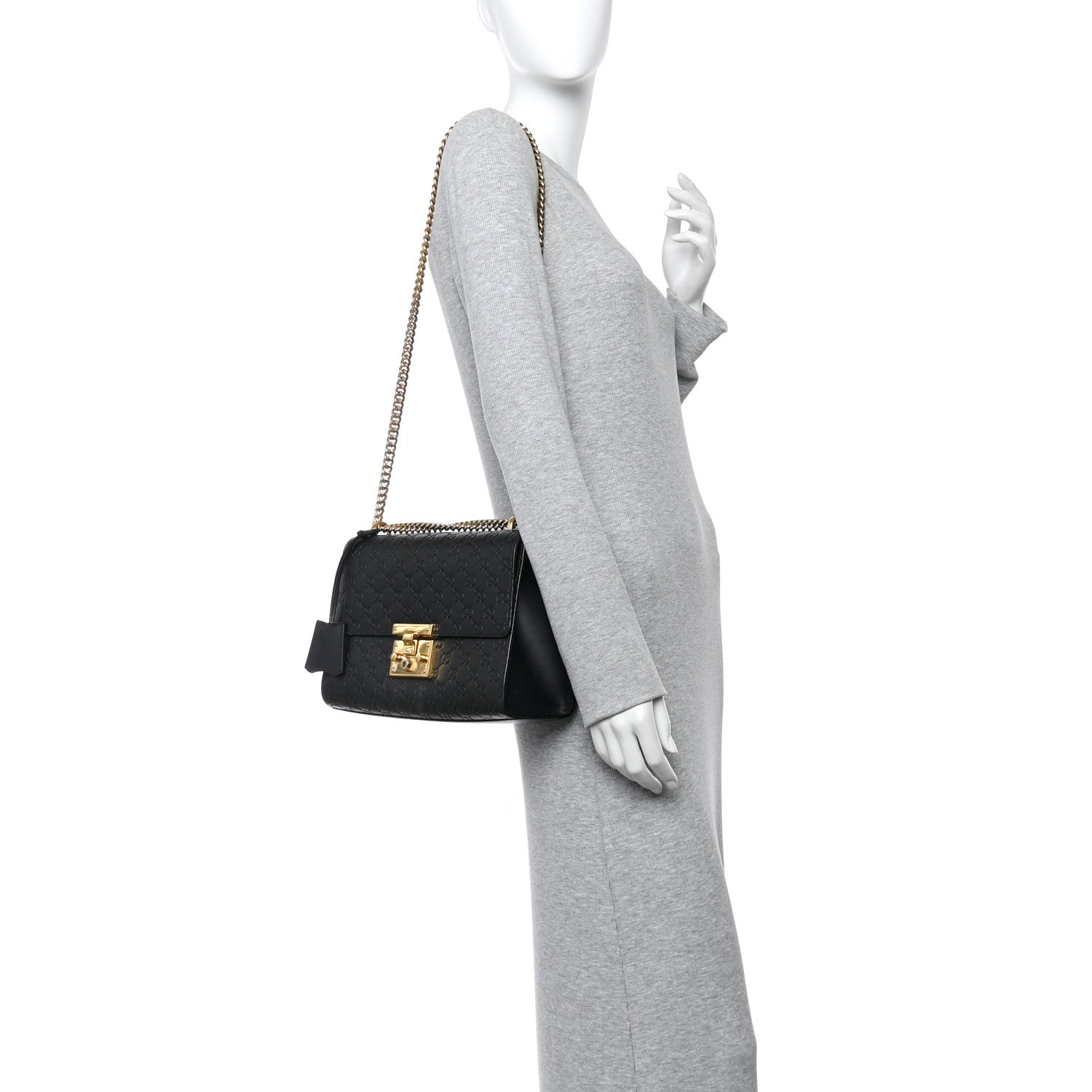 Gucci Guccissima Medium Padlock Shoulder Bag Black 3 of 17
