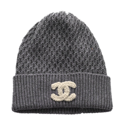Chanel Cashmere CC Beanie Hat Grey 1 of 5