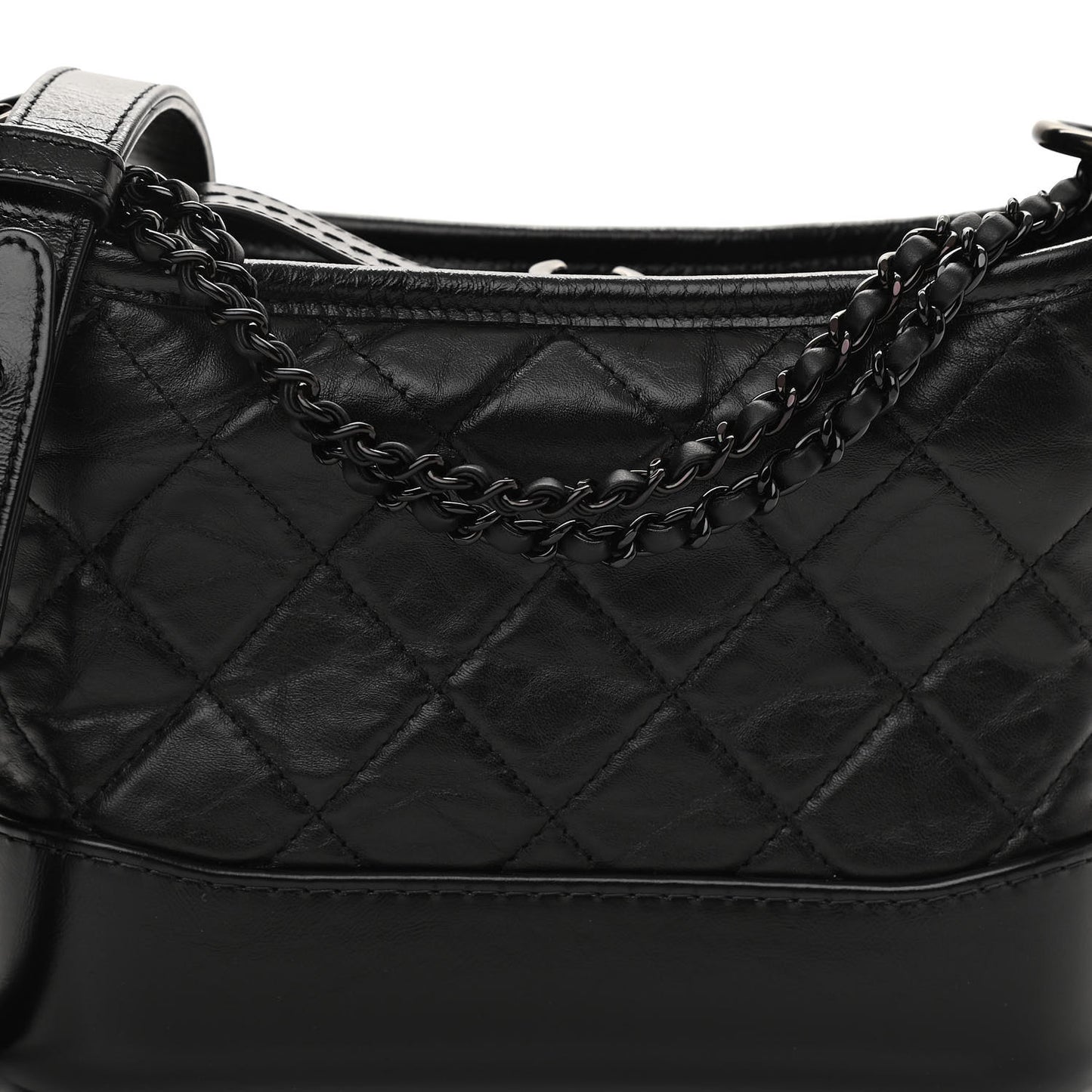 Aged Calfskin Quilted Small Gabrielle Hobo So Black