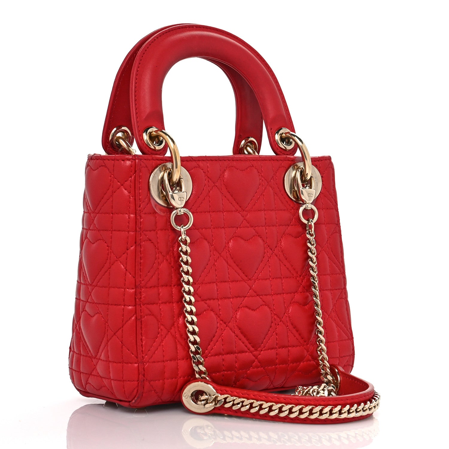 Christian Dior Calfskin Cannage Dioramour Mini Lady Dior Bag Bright Red 2 of 12