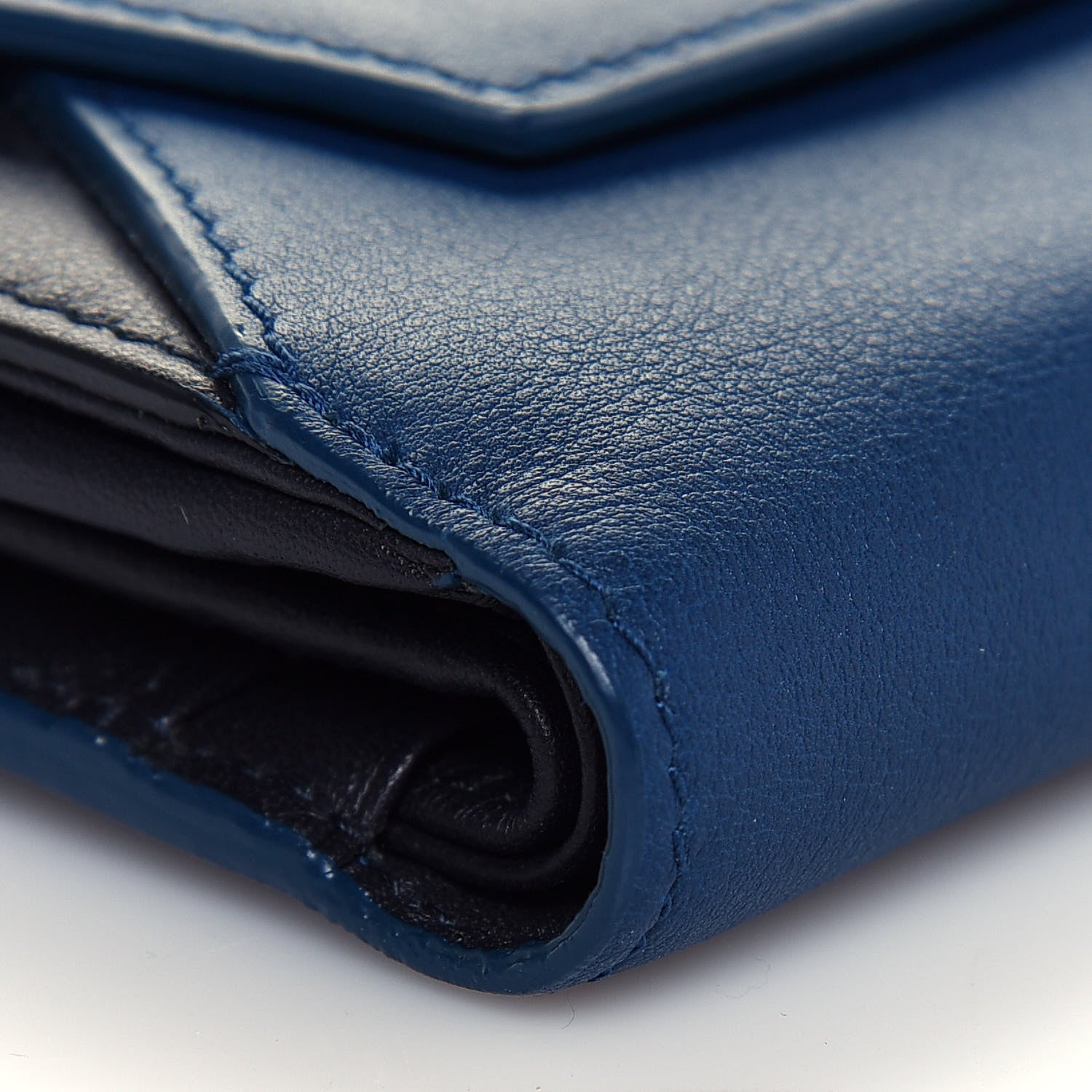 Christian Dior Calfskin Bi-Color Envelope Wallet Blue Black 9 of 12