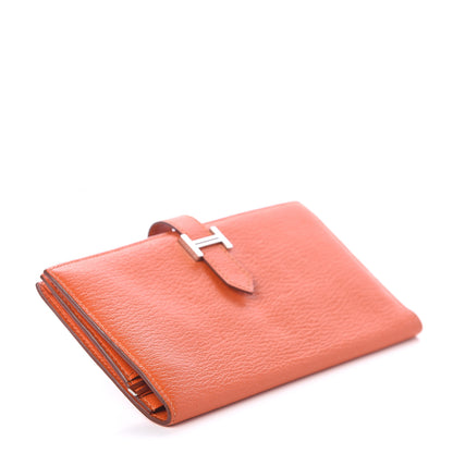 Hermes Chevre Mysore Bearn Gusset Wallet Feu 3 of 5