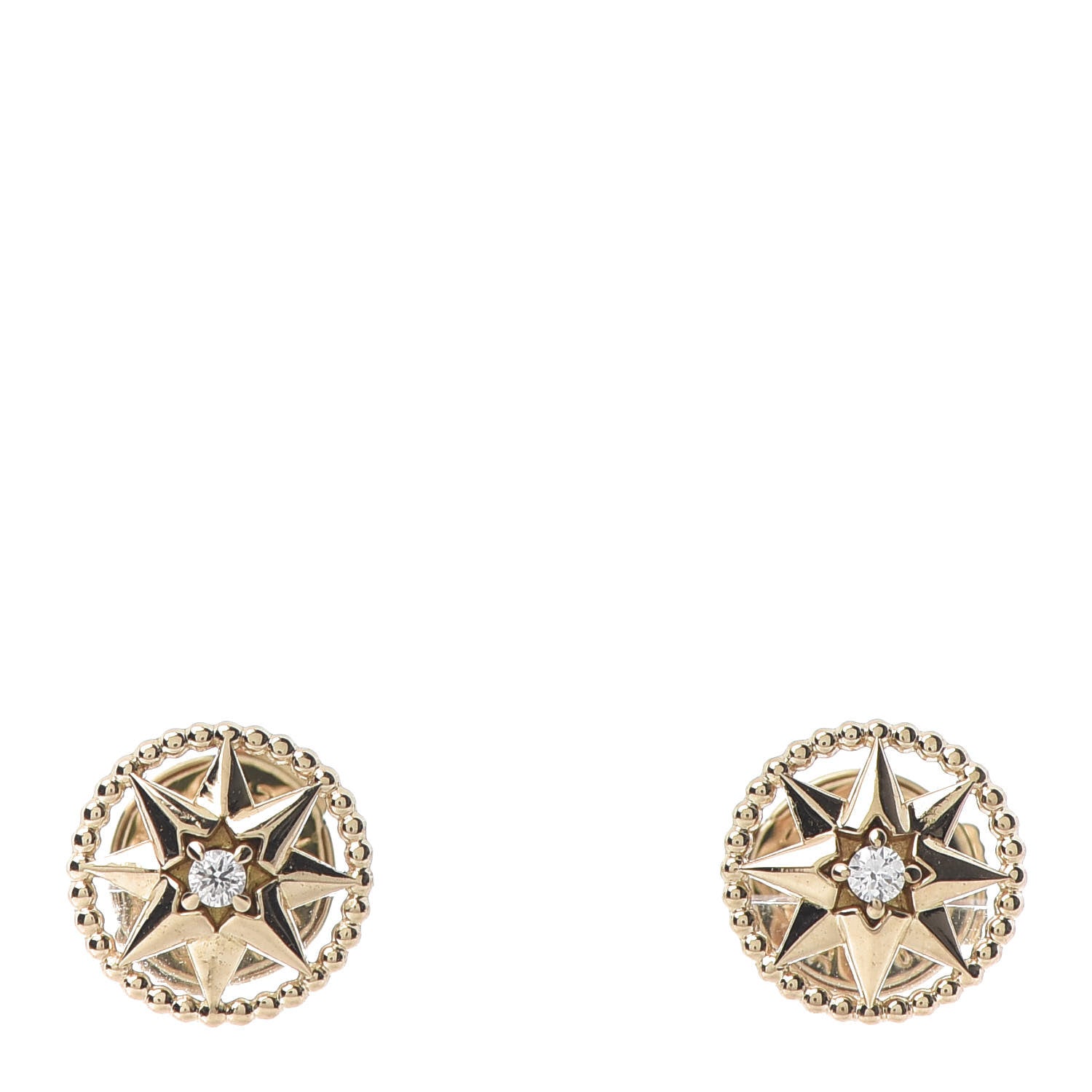 Christian Dior 18K Yellow Gold Diamond XS Rose Des Vents Earrings 1 of 5