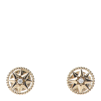 Christian Dior 18K Yellow Gold Diamond XS Rose Des Vents Earrings 1 of 5