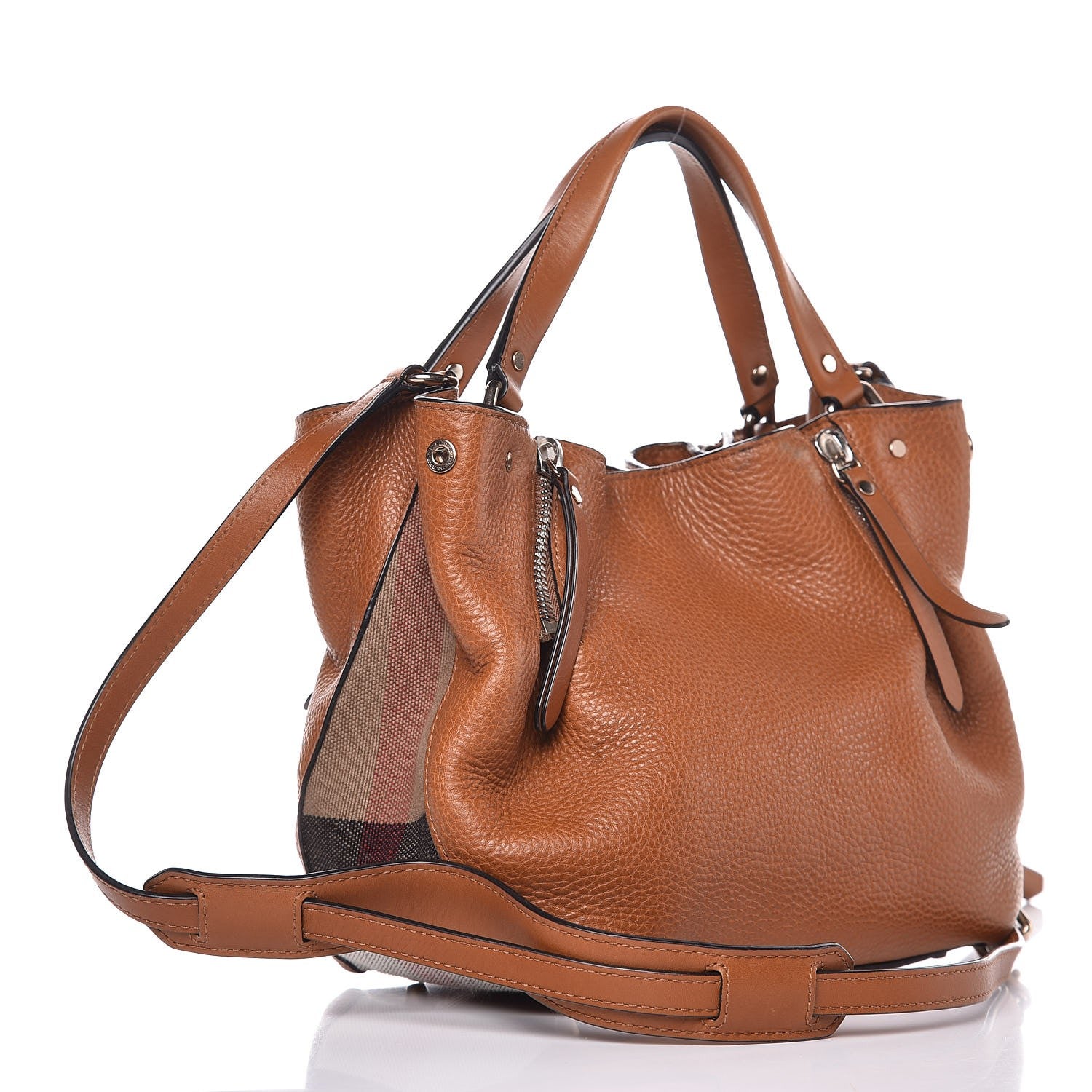 Burberry Grainy Calfskin House Check Small Maidstone Saddle Brown 4 of 14