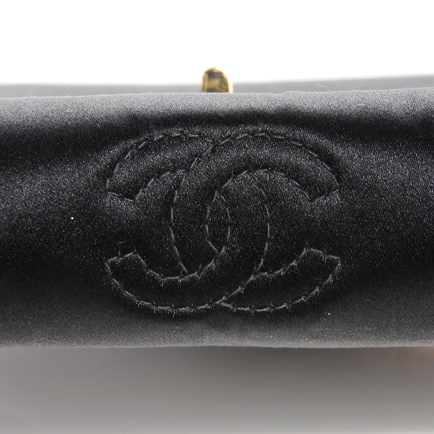 Satin Mademoiselle Flap Bag Black