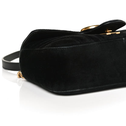 Gucci Velvet Matelasse Mini GG Marmont Shoulder Bag Black 10 of 13