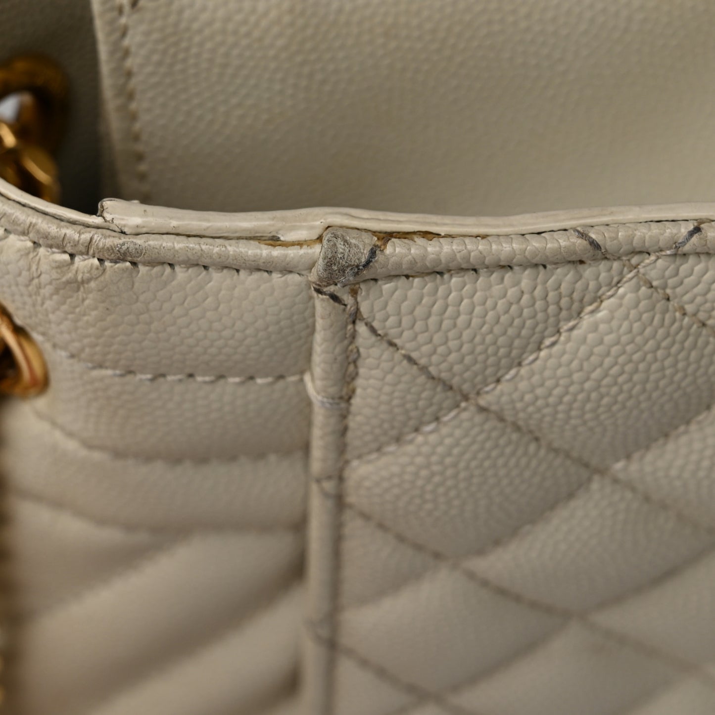 Grain De Poudre Textured Mixed Matelasse Triquilt Medium Monogram Satchel Crema Soft