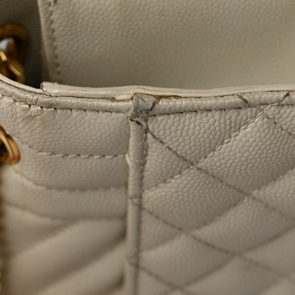 Saint Laurent Grain De Poudre Textured Mixed Matelasse Triquilt Medium Monogram Satchel Crema Soft 15 of 19