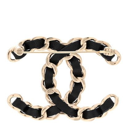 Chanel Lambskin Chain CC Brooch Black Gold 3 of 5