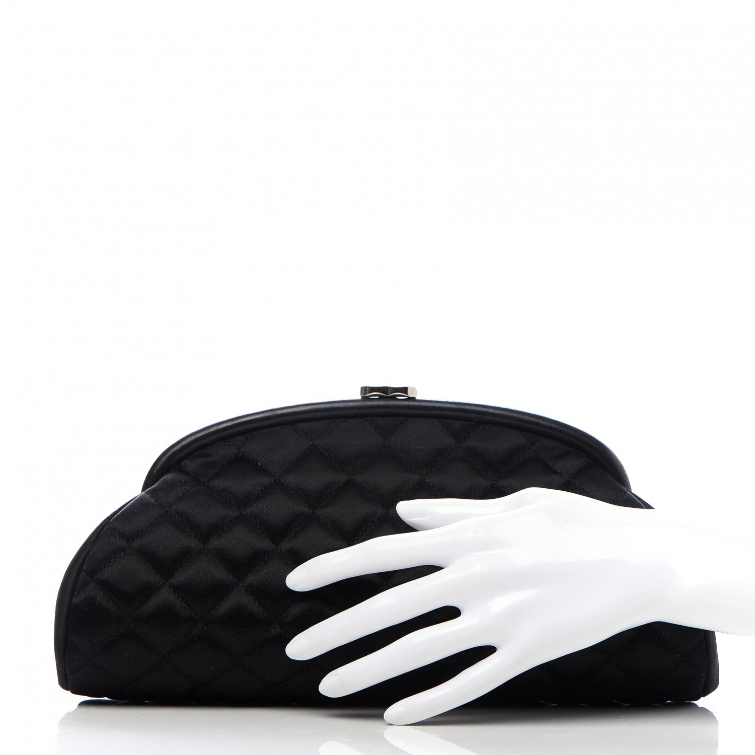 Chanel Satin Quilted Timeless Clutch Black 2 of 9