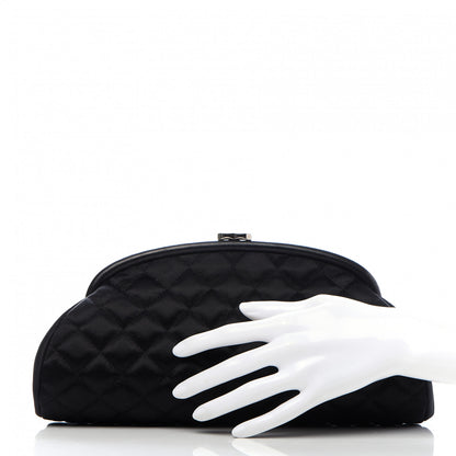 Chanel Satin Quilted Timeless Clutch Black 2 of 9