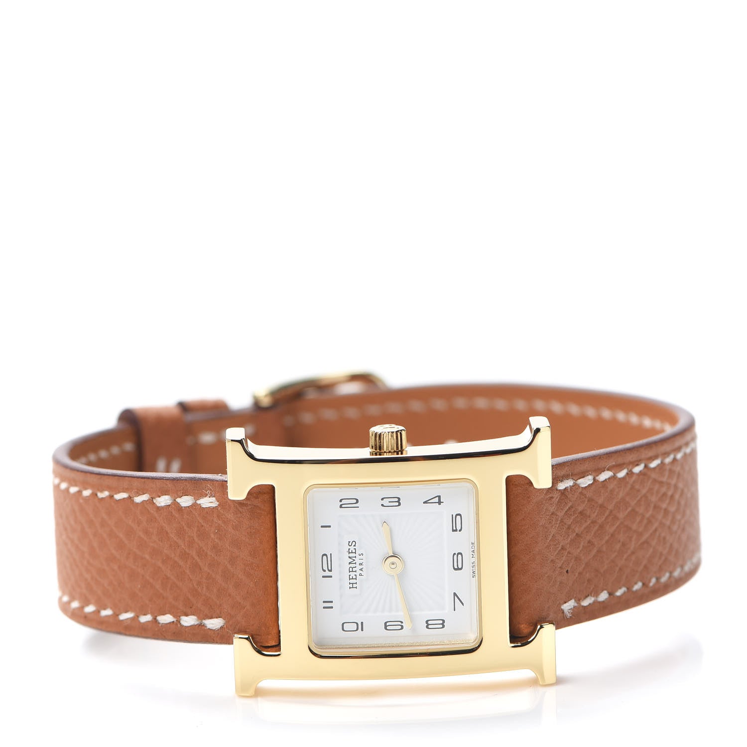 Hermes Stainless Steel Epsom 21mm Heure H Hour Quartz Watch Gold 2 of 7