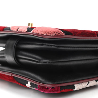 Chanel Velvet Lambskin Mini Camellia Flap Black Burgundy 6 of 11