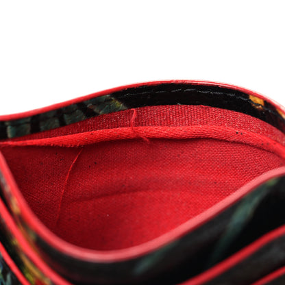 Christian Louboutin Crackled Calfskin Hawaii Print Paros Spikes Card Holder Black Gunmetal 8 of 8