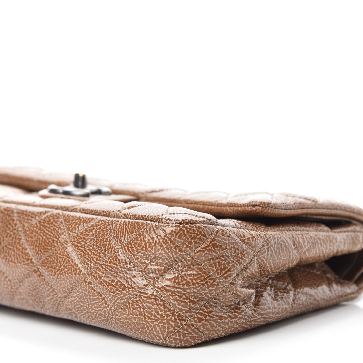 Chanel Crinkled Patent Quilted Medium Double Flap Brown 7 of 11