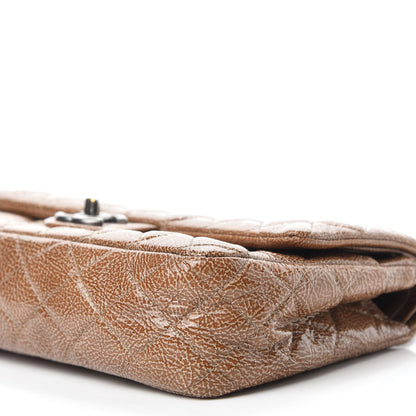 Chanel Crinkled Patent Quilted Medium Double Flap Brown 7 of 11