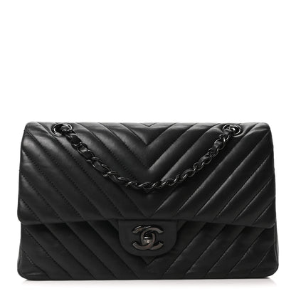 Chanel Lambskin Chevron Quilted Medium Double Flap So Black 1 of 10