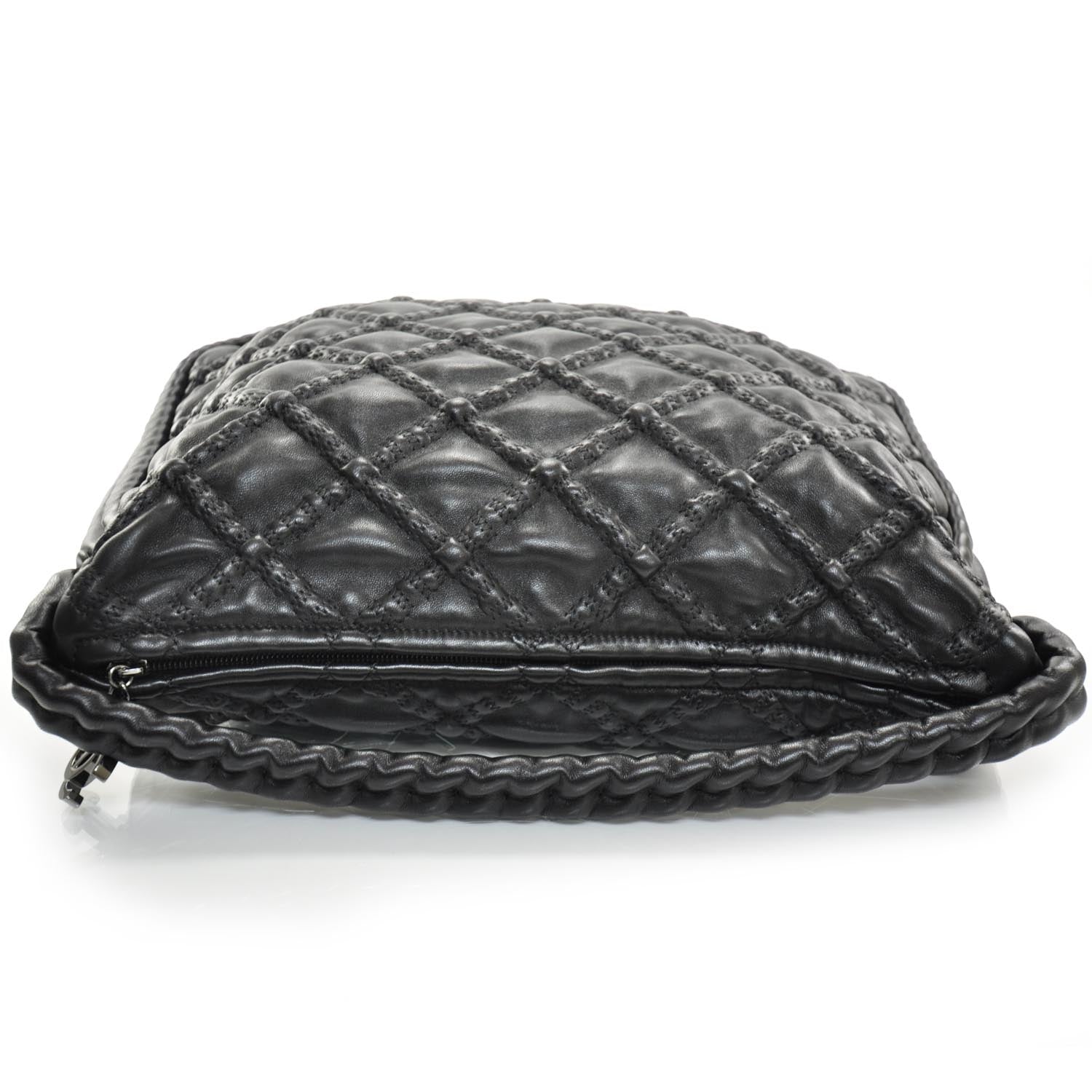 Chanel Quilted Lambskin Hidden Chain Hobo Black 5 of 11