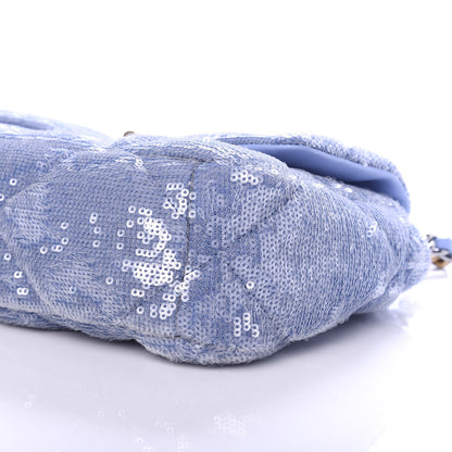 Chanel Sequin Quilted Medium Chanel 19 Flap Light Blue 5 of 8