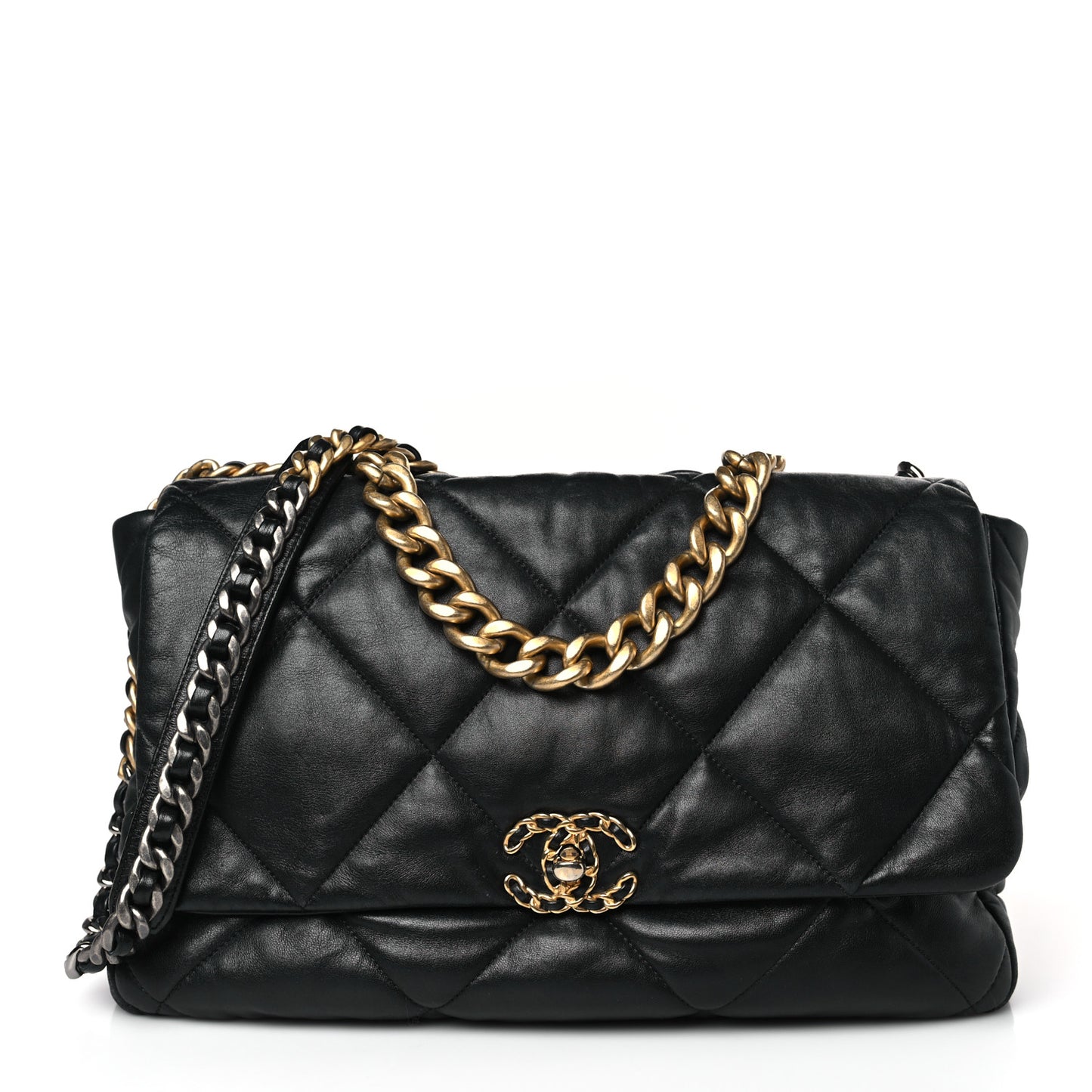 Lambskin Quilted Maxi Chanel 19 Flap Black
