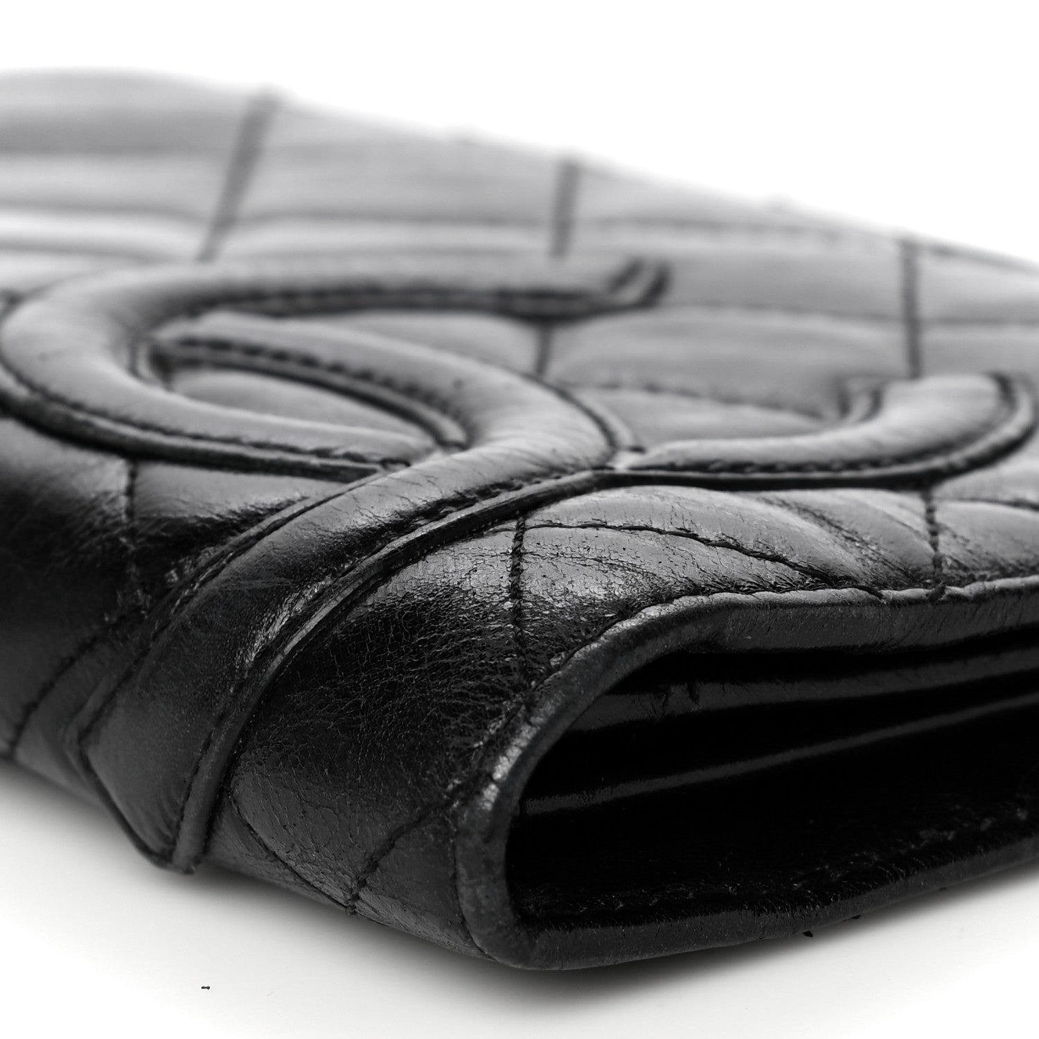 Chanel Aged Calfskin Quilted Cambon Yen Wallet Black 10 of 21
