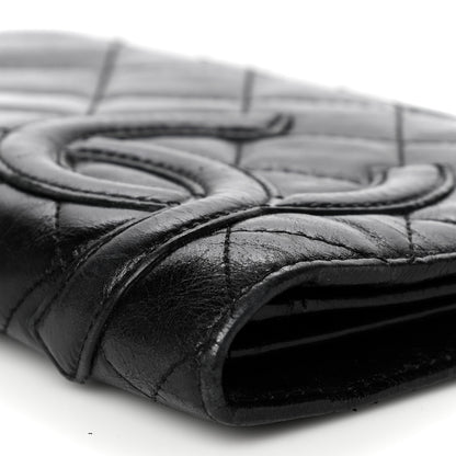 Chanel Aged Calfskin Quilted Cambon Yen Wallet Black 10 of 21