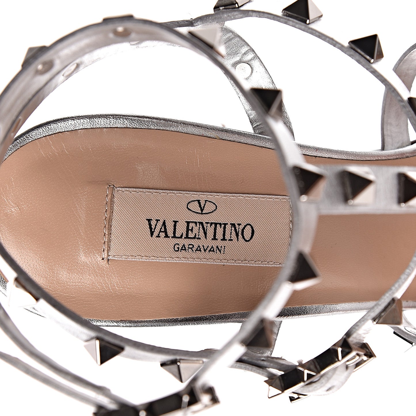 Metallic Nappa Rockstud 90mm City Sandals 40.5 Silver