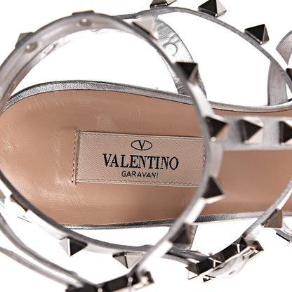Valentino Garavani Metallic Nappa Rockstud 90mm City Sandals 40.5 Silver 5 of 11