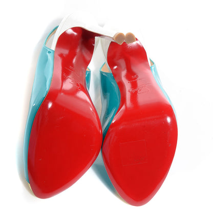 Christian Louboutin Patent Flo Sling 120 Pumps 36 Caraibes Canari 5 of 5