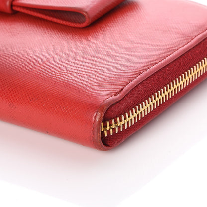 Prada Saffiano Fiocco Bow Zip Around Wallet Fuoco 7 of 12