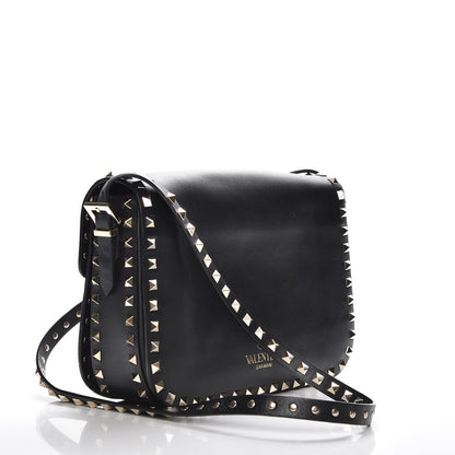 Valentino Garavani Vitello Medium Rockstud Flap Saddle Bag Black 3 of 7