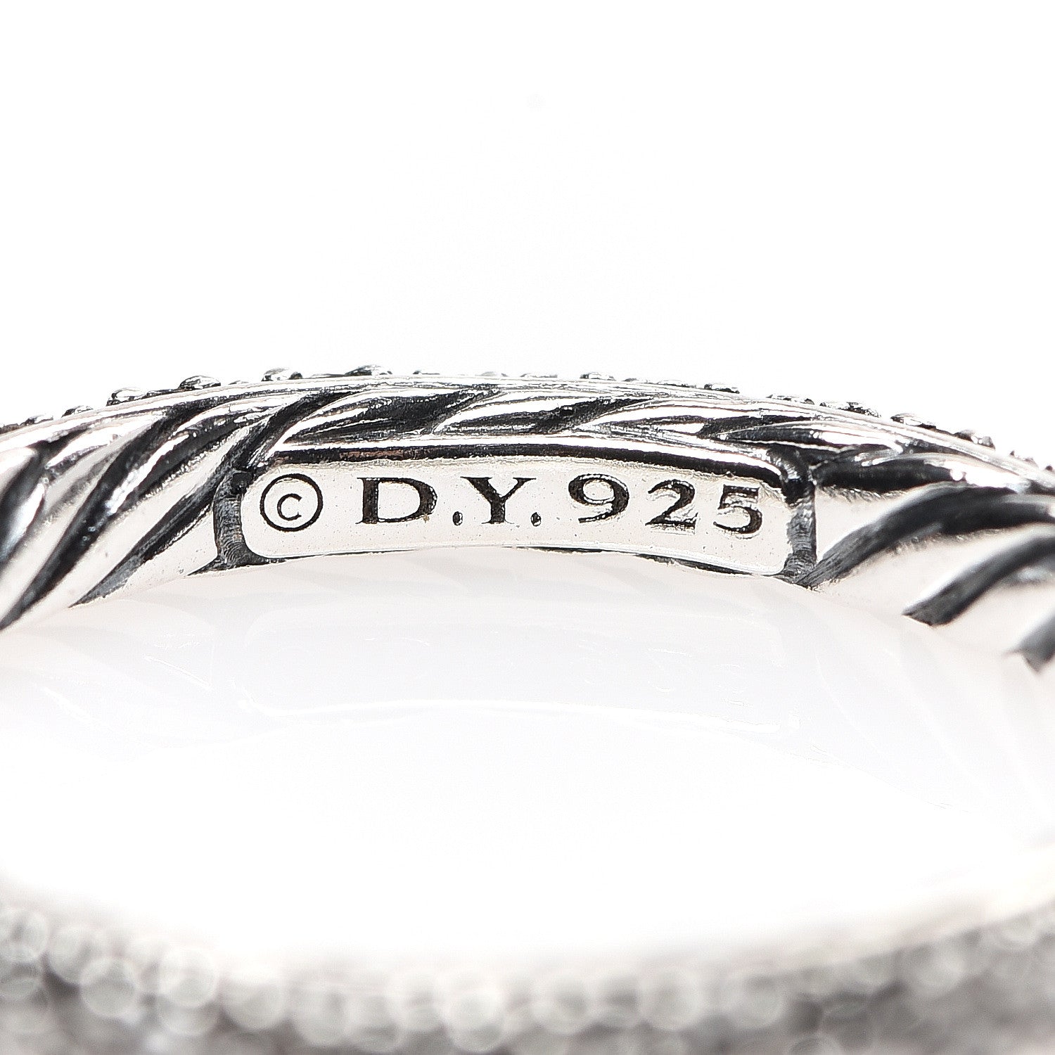 David Yurman Sterling Silver Diamond 3mm Midnight Melange Band Ring 54 6.75 4 of 4