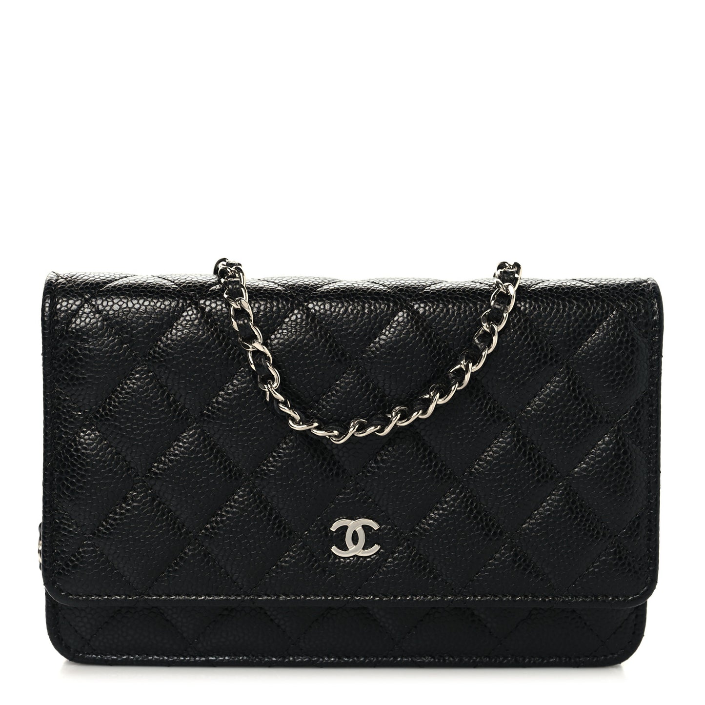 Caviar Quilted Wallet on Chain WOC Black