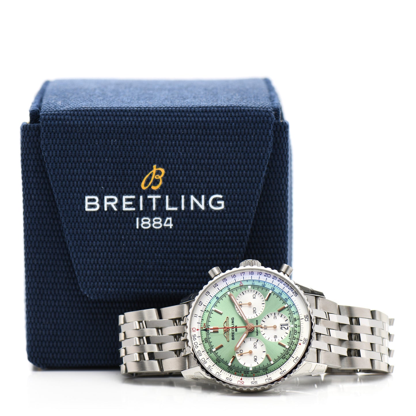 Stainless Steel 41mm Navitimer Chronograph B01 Automatic Watch Green AB0139211L1A1