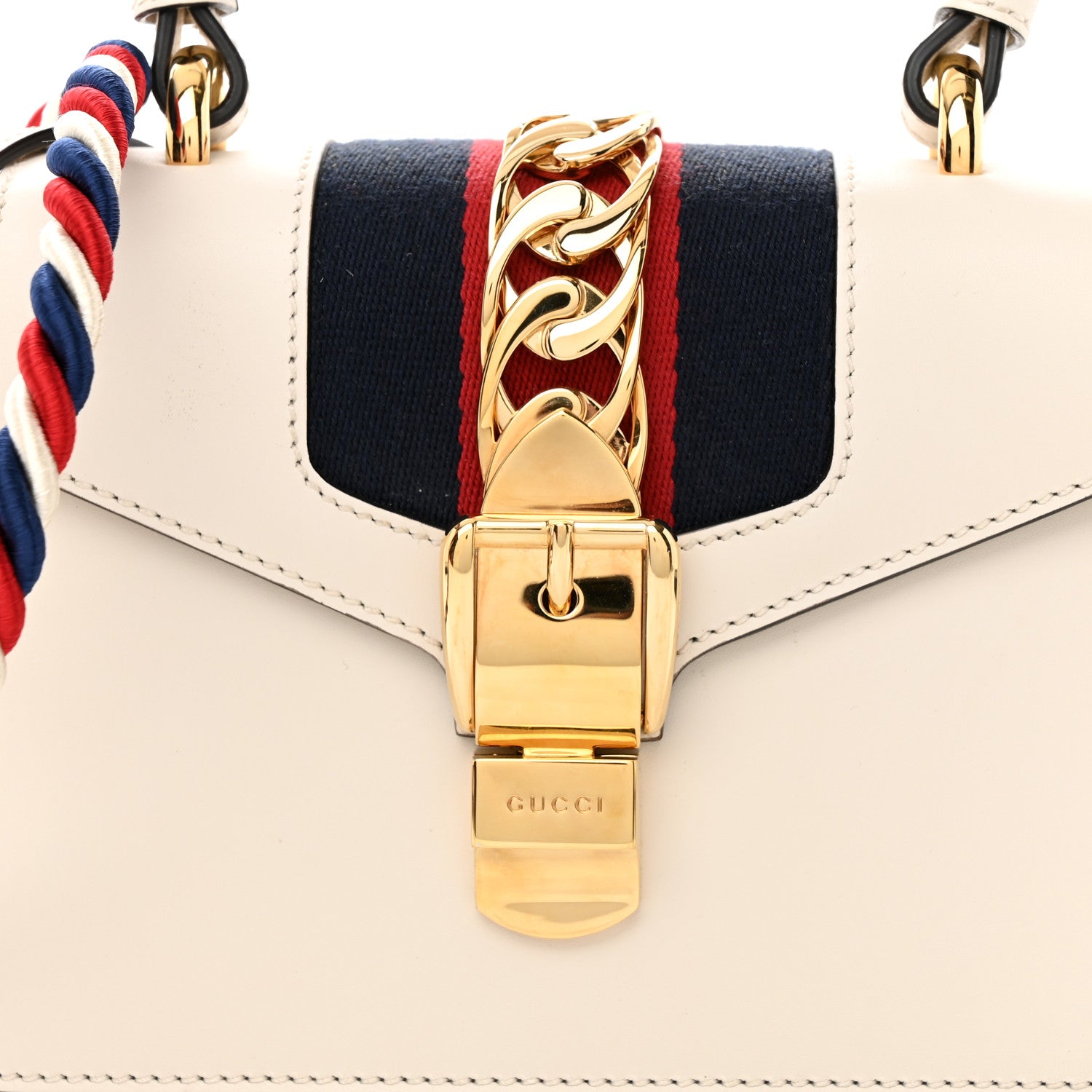 Gucci Calfskin Mini Sylvie Top Handle Bag White 7 of 10