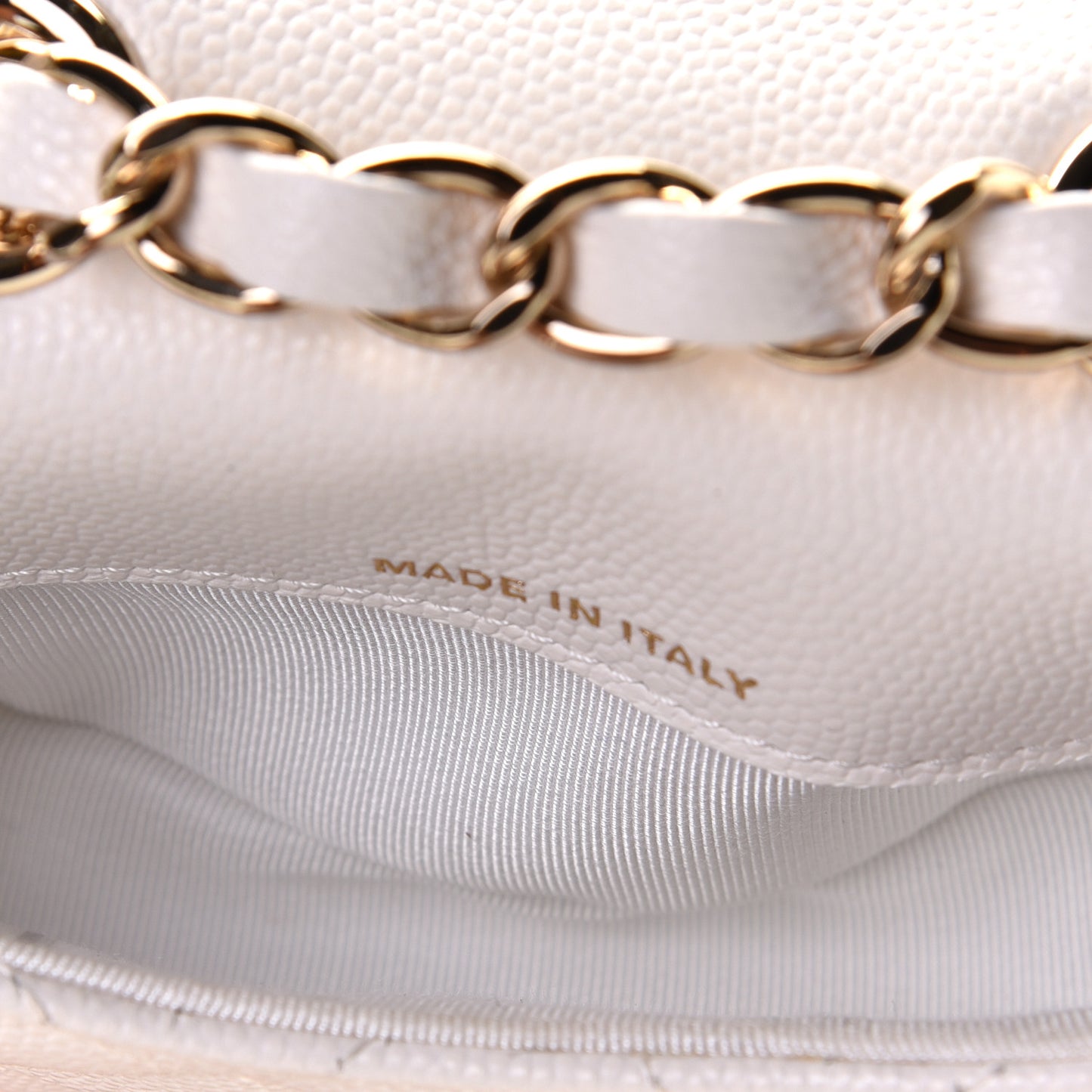 Caviar Quilted Mini Chain Belt Bag White