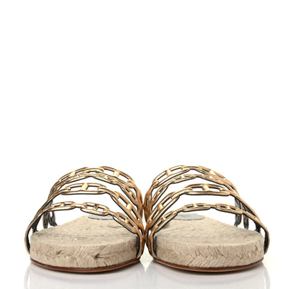 Hermes Nappa Ancone Espadrille Sandals 36 Or Vieilli 2 of 4